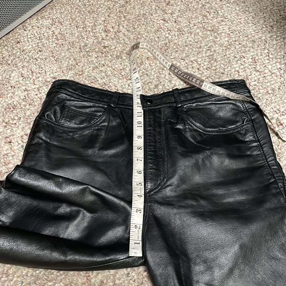 Vintage Black Leather Boot Cut Pants - Picture 4 of 9